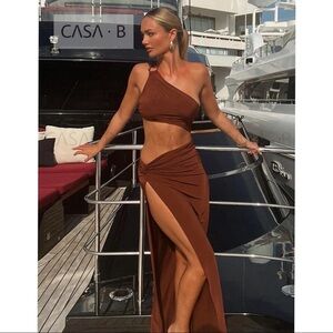 CASA B| Skylar Side Cut-Out High Slit Maxi Dress
